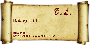 Babay Lili névjegykártya